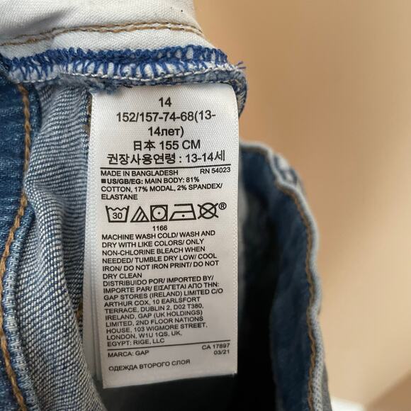 Gap Kids Distressed Slim Taper Jeans Girls Size 14 Denim Blue Jeans - Picture 6 of 10